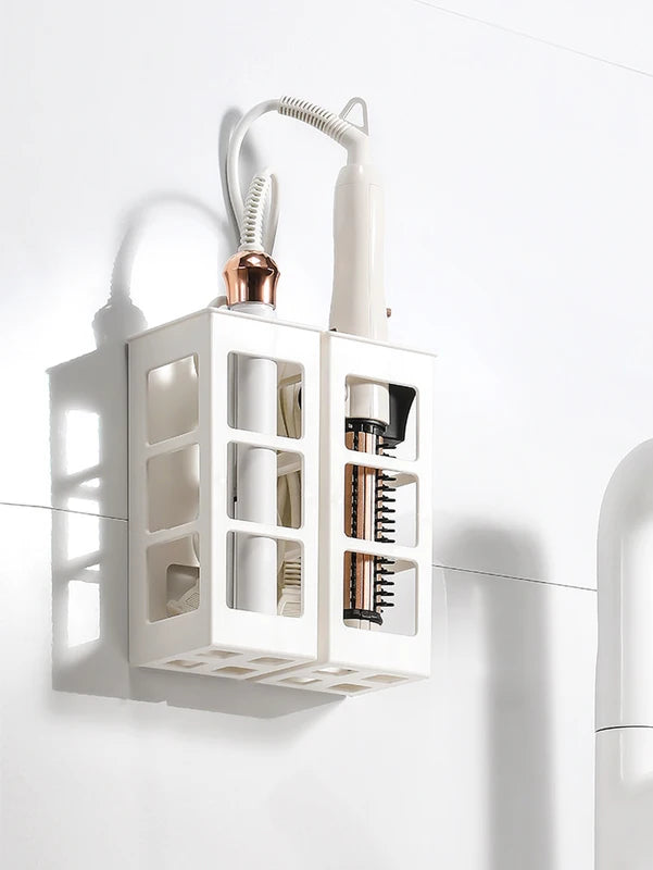Non-Perforated Curling Iron Storage Box Wall Shelf for Beauty Tools