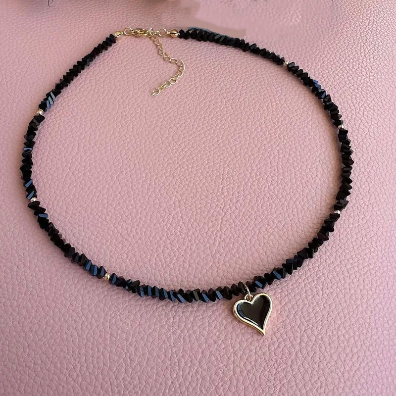 Elegant Imitation Pearl Pink Stone Chain Choker Necklace for Girls Jewelry Trend