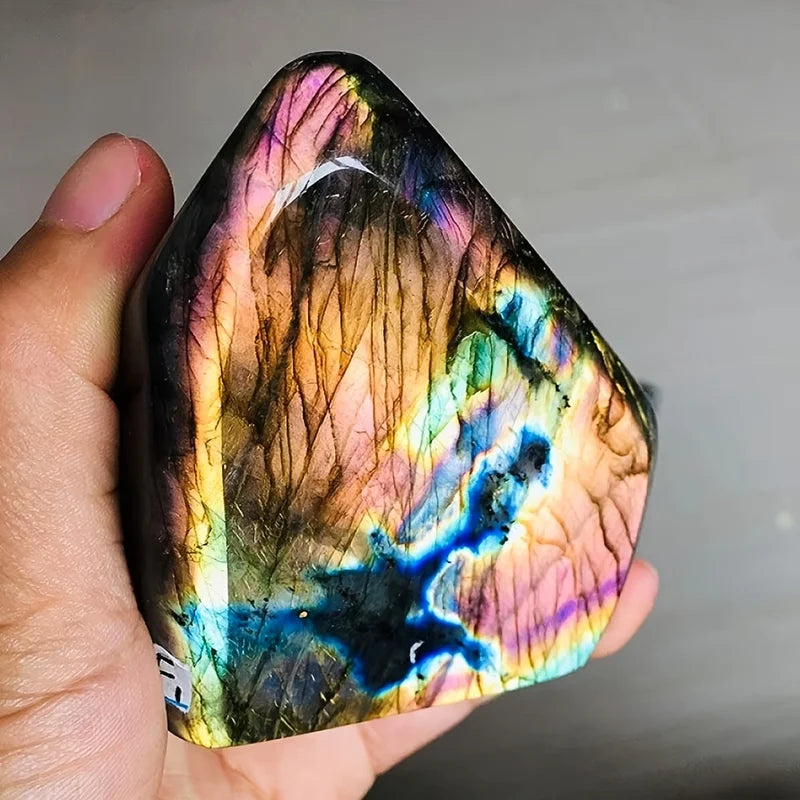 Bohemian Rainbow Labradorite Crystal Sculpture - Iridescent Gemstone Art
