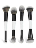 4-Piece Double-Ended Makeup Brush Set - Face, Blush, Foundation, Highlighter