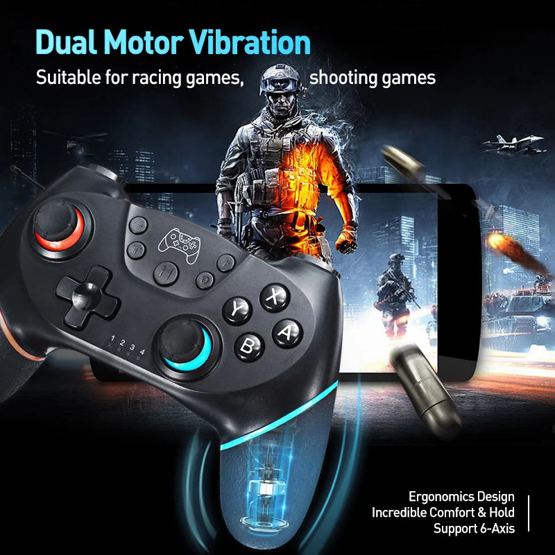 Wireless Bluetooth Game Controller for Nintendo Switch & PC - Joystick Gamepad with Turbo & Capture Functions
