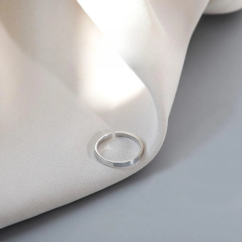 Sterling Silver Minimalist Ring for Women Girls - Simple Geometric Jewelry Gift