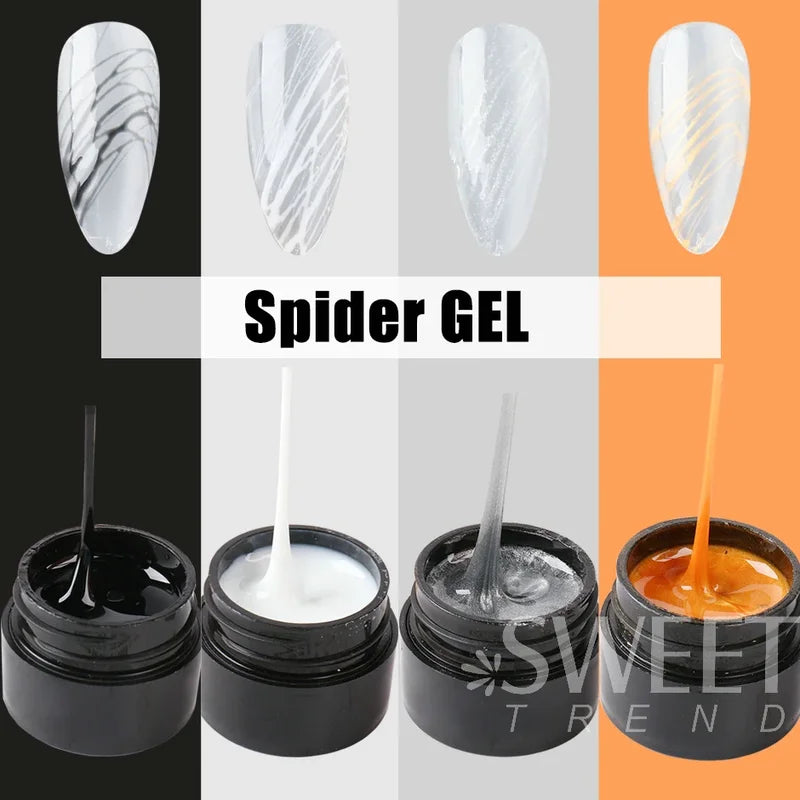 Black and White Spider Nail Drawing Gel Set – UV Semi-Permanent Web Art