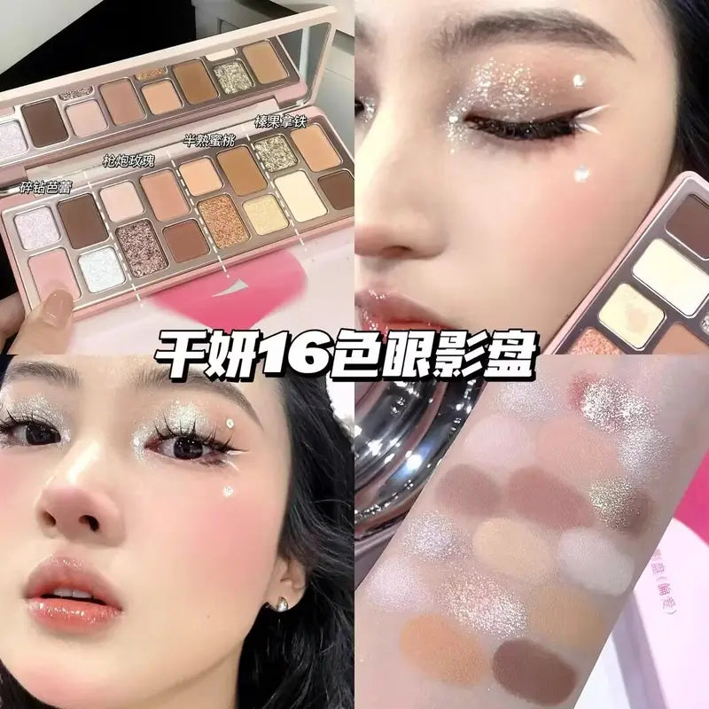 Spring/Summer 16-Color Eyeshadow Plate Glitter Matte Pearlescent Sequins
