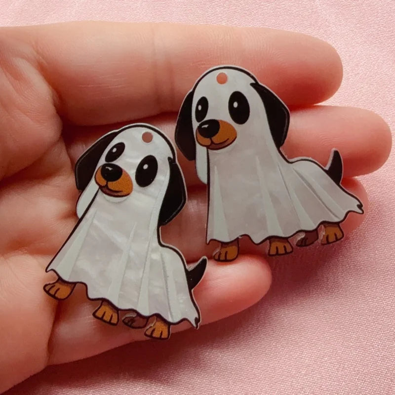 10pcs Acrylic Ghost Pendant Jewelry Making Supplies - Earrings, Necklaces, Keychains