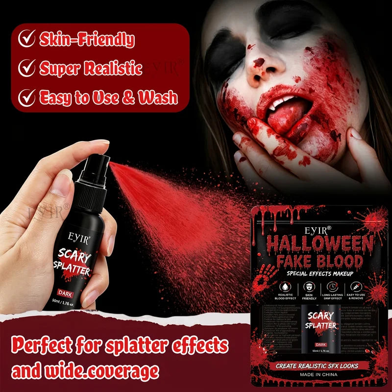 Halloween Special Effects Makeup Kit with Blood Spray & 3D Wound Stickers