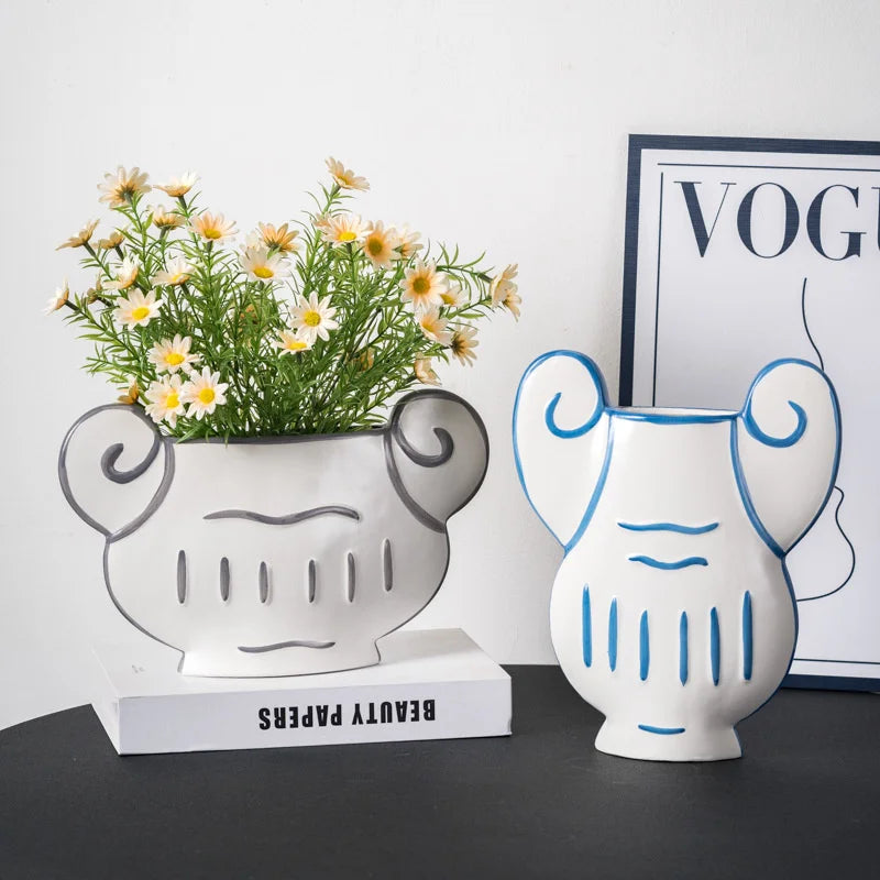 20cm Ceramic Vase Flower Pot Hand Painted Hydroponic Planter Home Decor