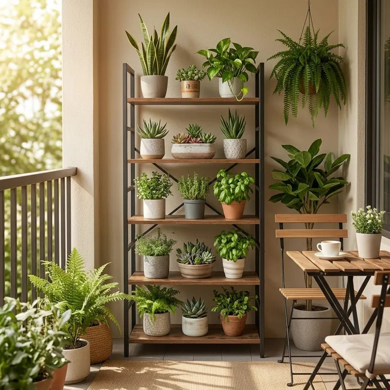 Industrial Wooden Bookcase Storage Shelf with Metal Frame - 5 & 6 Tier Freestanding Organizer