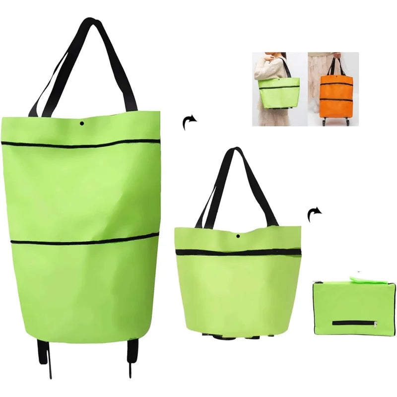 Foldable Shopping Cart Trolley with Wheels Waterproof Reusable Grocery Bag