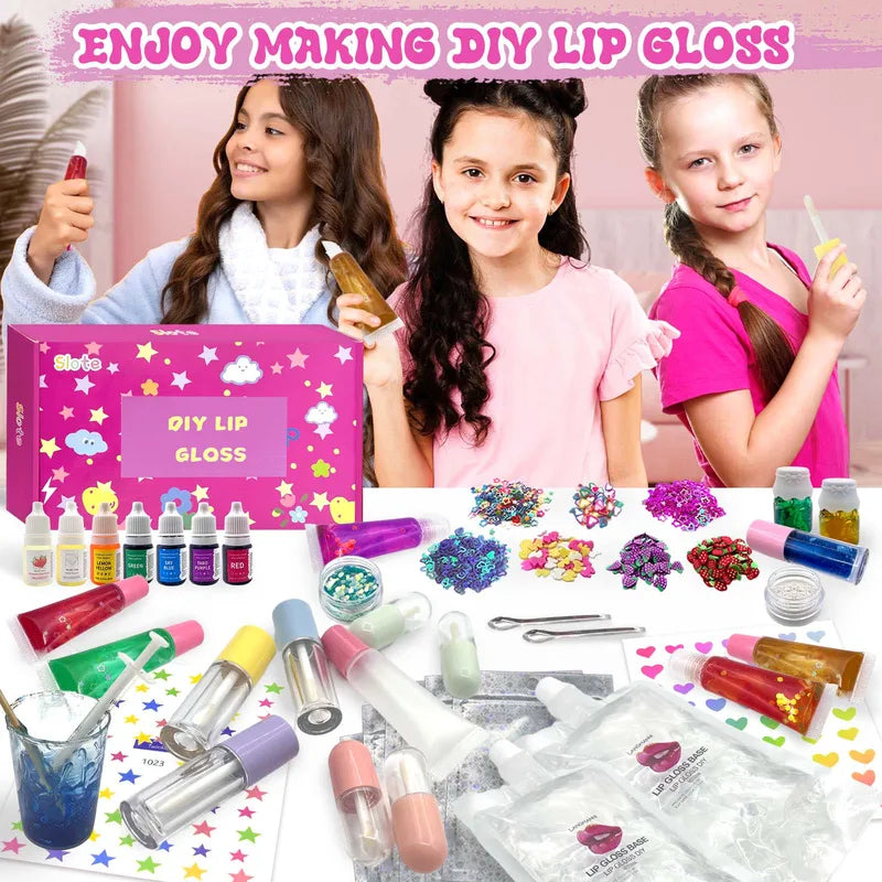 DIY Lip Gloss Making Kit with 70 Pieces Glitter Lip Gloss Set for Beginners