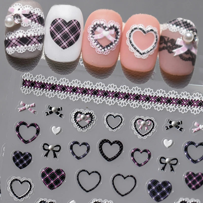Self-Adhesive Lace Heart Nail Stickers for Manicure DIY Nail Art