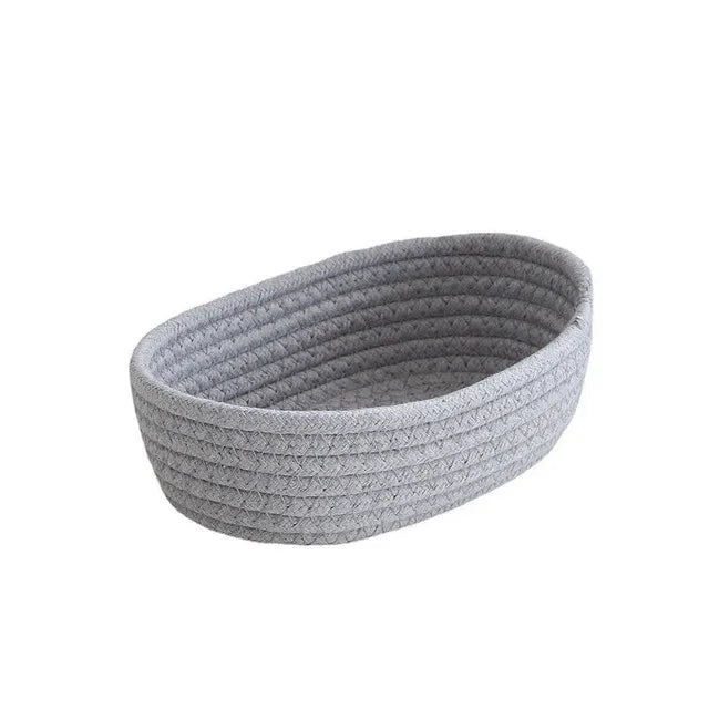 Cotton Rope Woven Storage Baskets - Organize Box for Keys, Cosmetics, Sundries