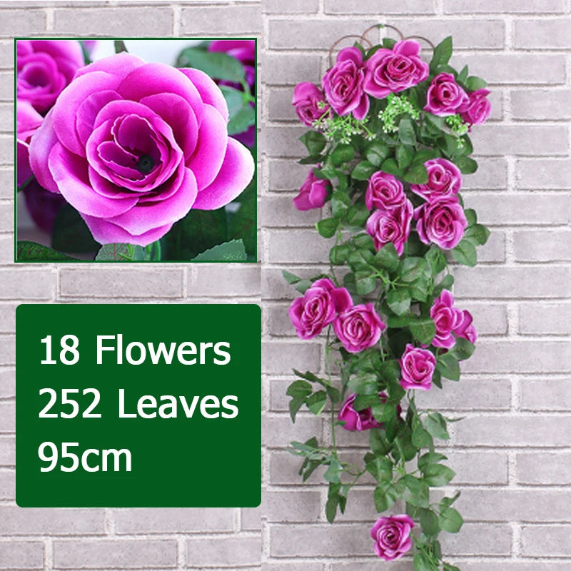 Artificial Flower Rattan Fake Plant Vine Wall Decoration for Home & Outdoor