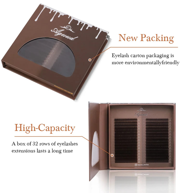 Premium Mink Eyelash Extensions - 32 Rows Brown Chocolate Curl 9-16mm