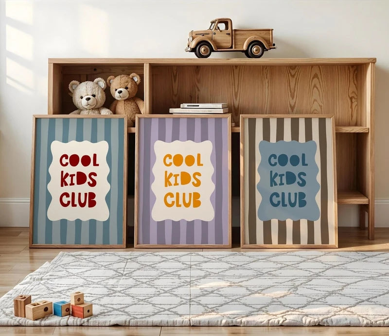 Kids Wall Art Canvas Prints - Cartoon Cool Kids Club Home Decor Poster