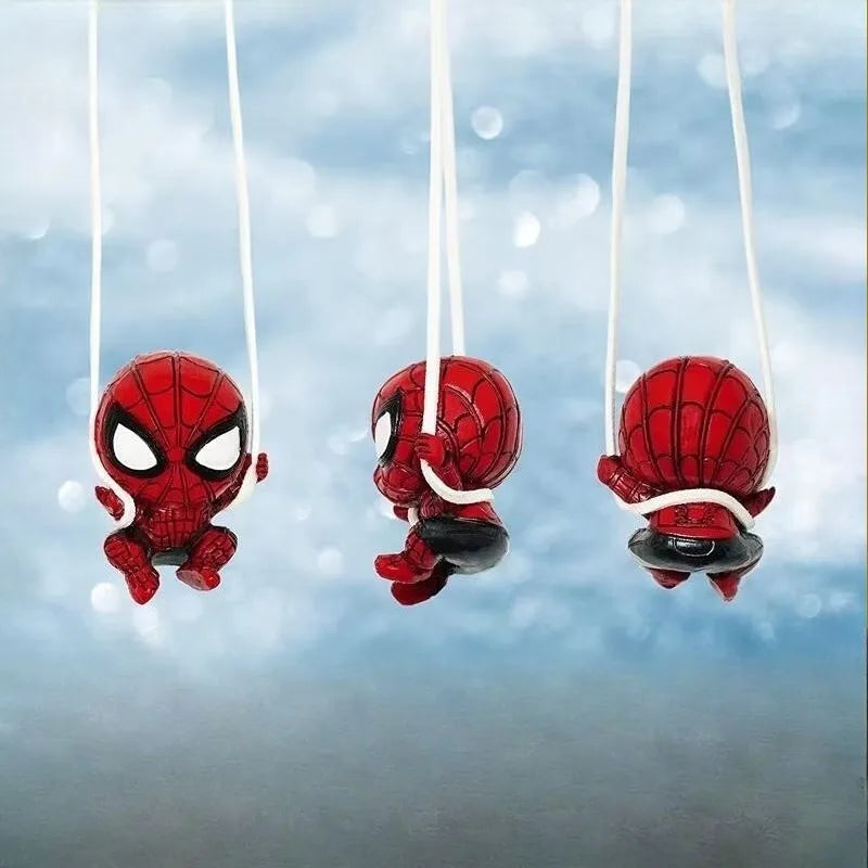 Cute Red Grid-Texture Mini Figurine Pendant Resin Decor Auto Interior Hanging Ornament