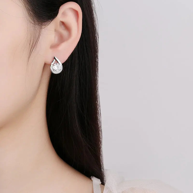 Sterling Silver Zircon Earrings for Women - Sparkling Party & Wedding Jewelry
