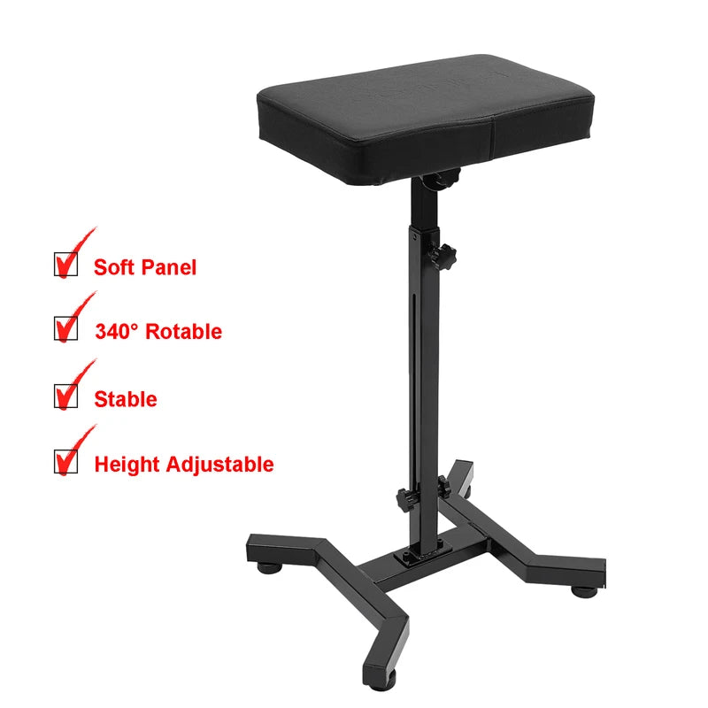 Adjustable Armrest Tattoo Stand with 340° Rotatable Sponge Panel, Stable & Height Adjustable 70-99cm, Black