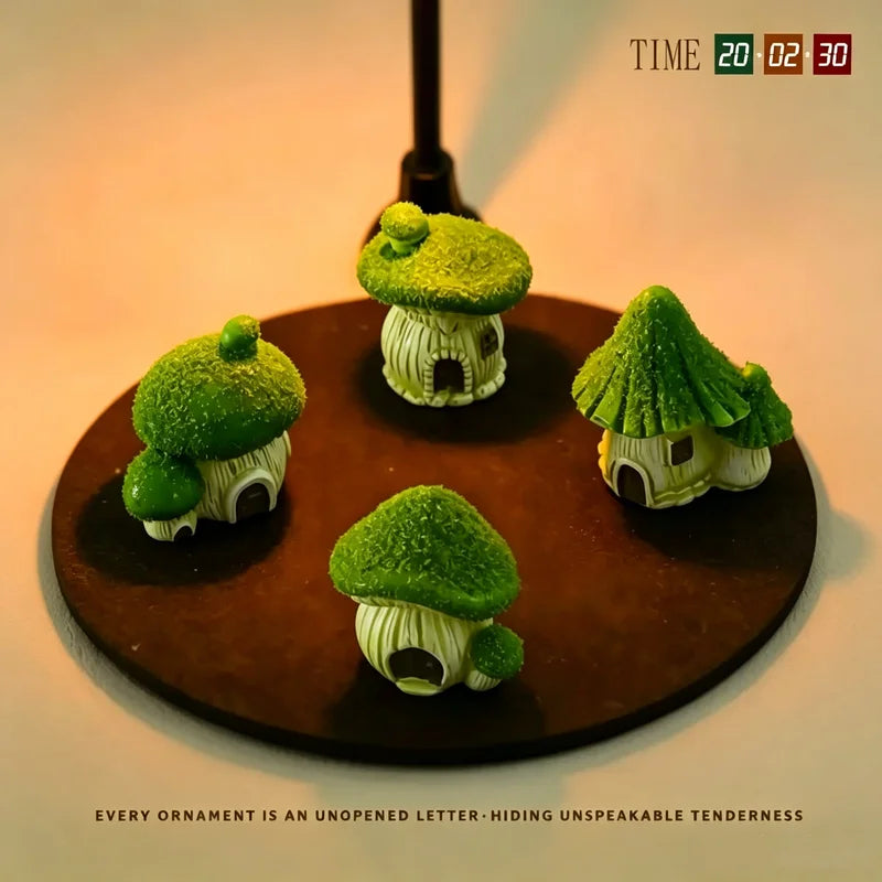Miniature Mushroom House Garden Ornaments - Cute Landscape Moss Decor, Desktop Bonsai Accessories