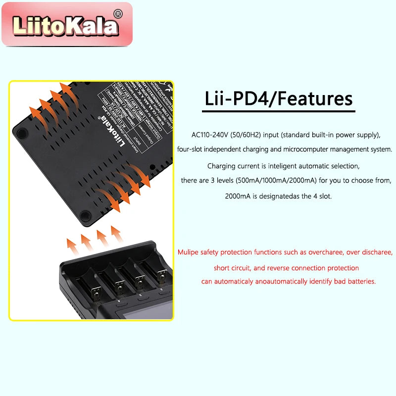 Fast Charging Multi-Bay Battery Charger for LiFePO4, 18650, AA, AAA, LCD Display