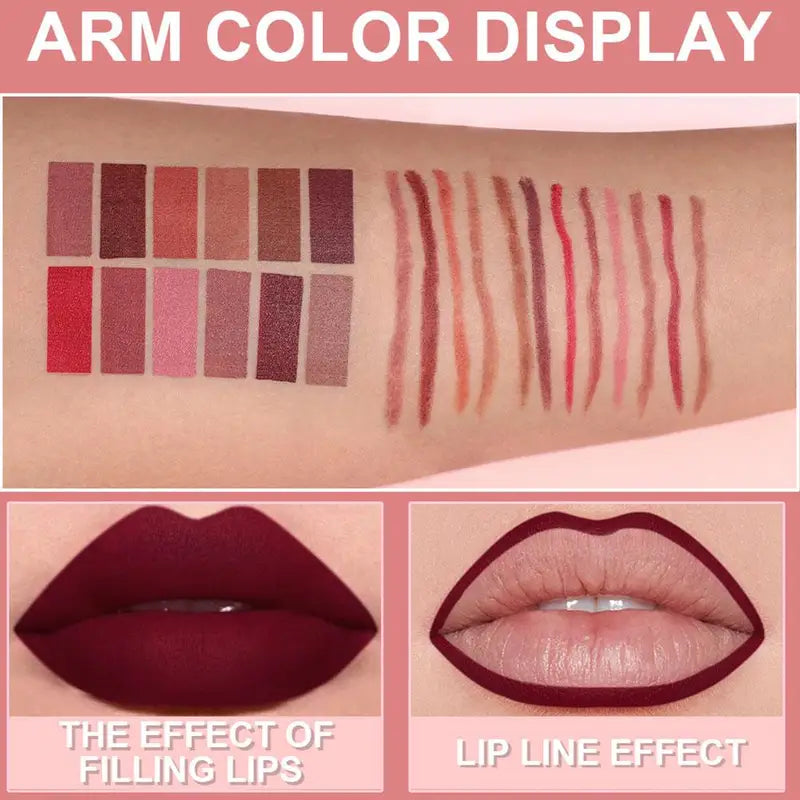 Matte Lip Liner Set Waterproof Long-Lasting Lipstick Pencils - 6 Colors