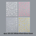4pcs 3D Hibiscus Flower Nail Art Stickers Tropical Floral Decals for Manicure