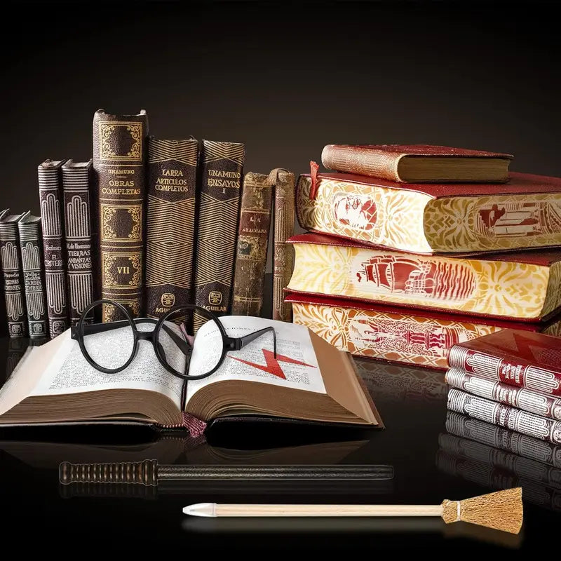 Wizard Party Favors Set with Wand Pencils, Glasses, Brooms & Lightning Tattoos