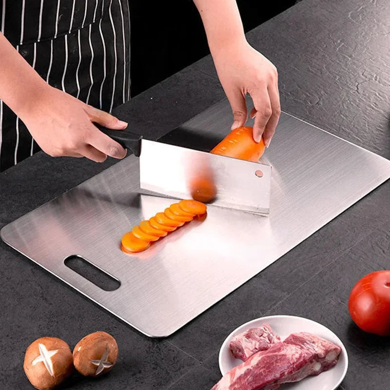 Stainless Steel Double-Sided Kitchen Cutting Board for Dough and Food Prep
