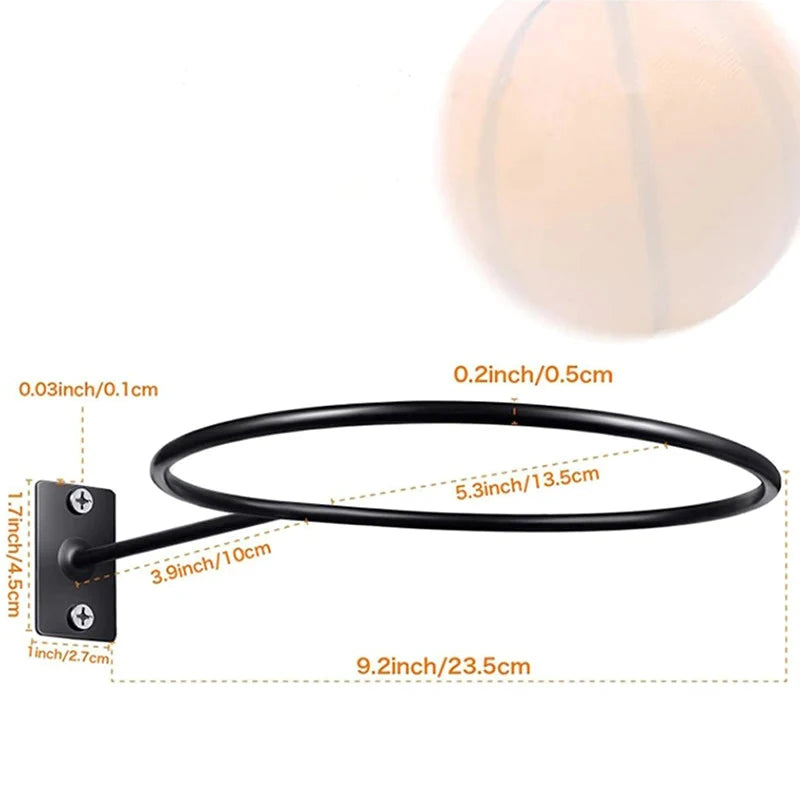 Wall-Mounted Ball Display Shelf for Basketball Football Volleyball Storage Rack