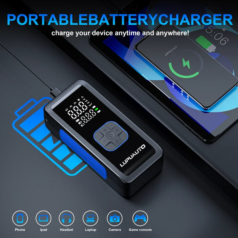 Portable Car Air Pump 150 PSI Tire Inflator with Digital Display & Auto Shut-Off