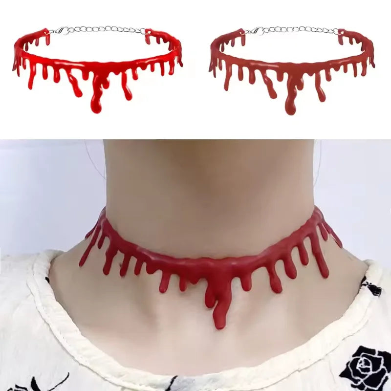 Halloween Horror Blooddrop Necklace Fake Blood Vampire Costume Accessory