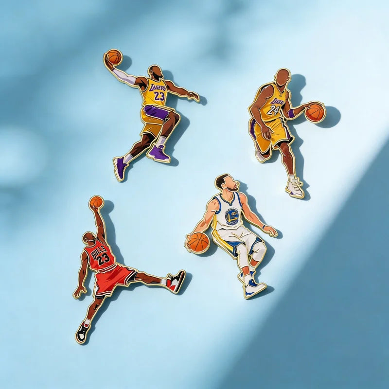 Basketball Lapel Pin Set - 4pcs Sports Badge for Fans & Athletes