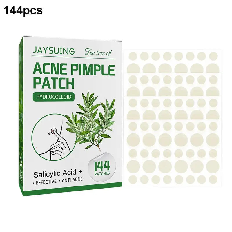 Acne Patches 144pcs Translucent Hydrocolloid Salicylic Tea Tree Oil for Inflamed Skin