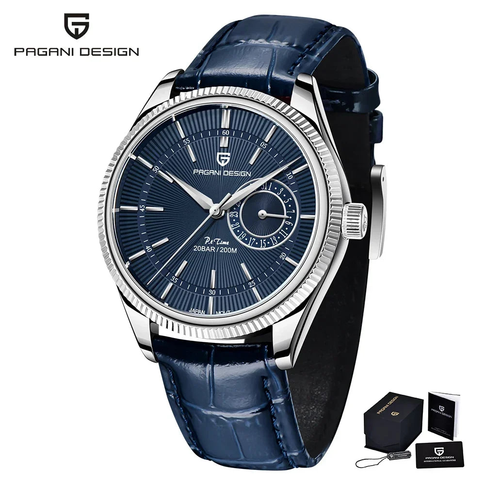 Men's Luxury Quartz Watch 40mm Stainless Steel Waterproof Business Timepiece