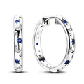 Silver Circle Earrings for Women Star and Moon Jewelry Zirconia Gift
