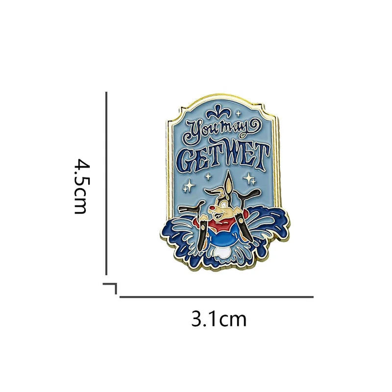Kawaii Enamel Pin - Splash Mountain You May Get Wet Logo Badge for Fans & Collectors