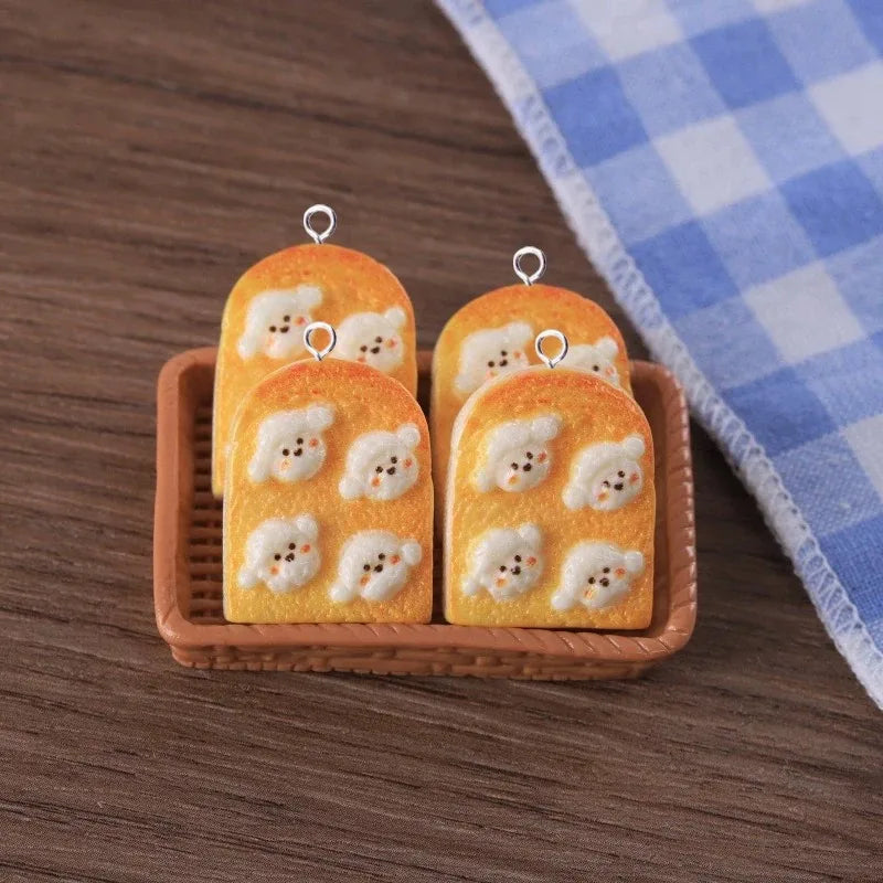10Pcs Kawaii Puppy Dog Teddy Bread Pendant Jewelry Charms Resin Animal Accessories