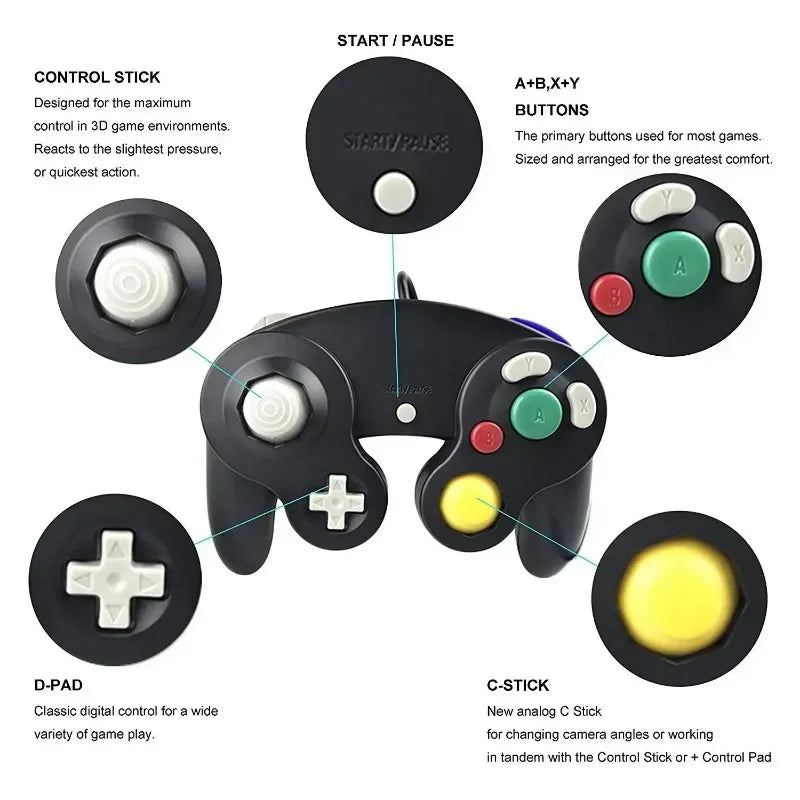 Wired Game Controller for GameCube NGC - Compatible with Console