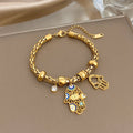 Trendy Rhinestone Inlaid Ball Bracelet for Women - Multiple Metal Colors