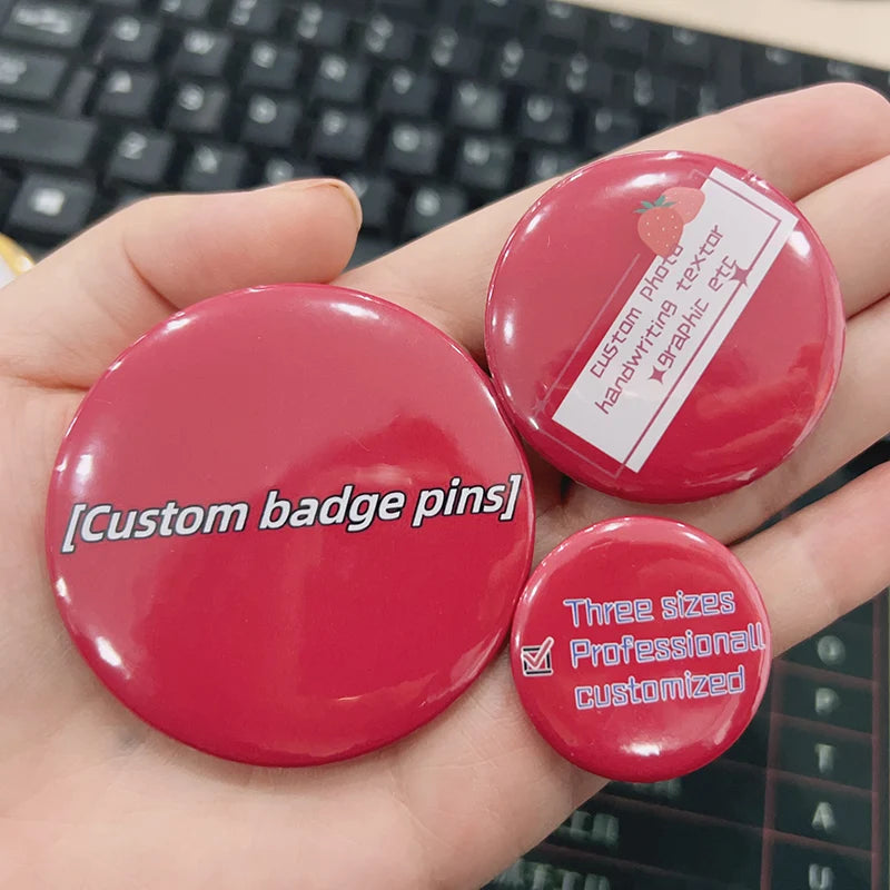 Personalized Round Photo Badge Brooch Pin - Custom Handwriting Text Gift Accessory
