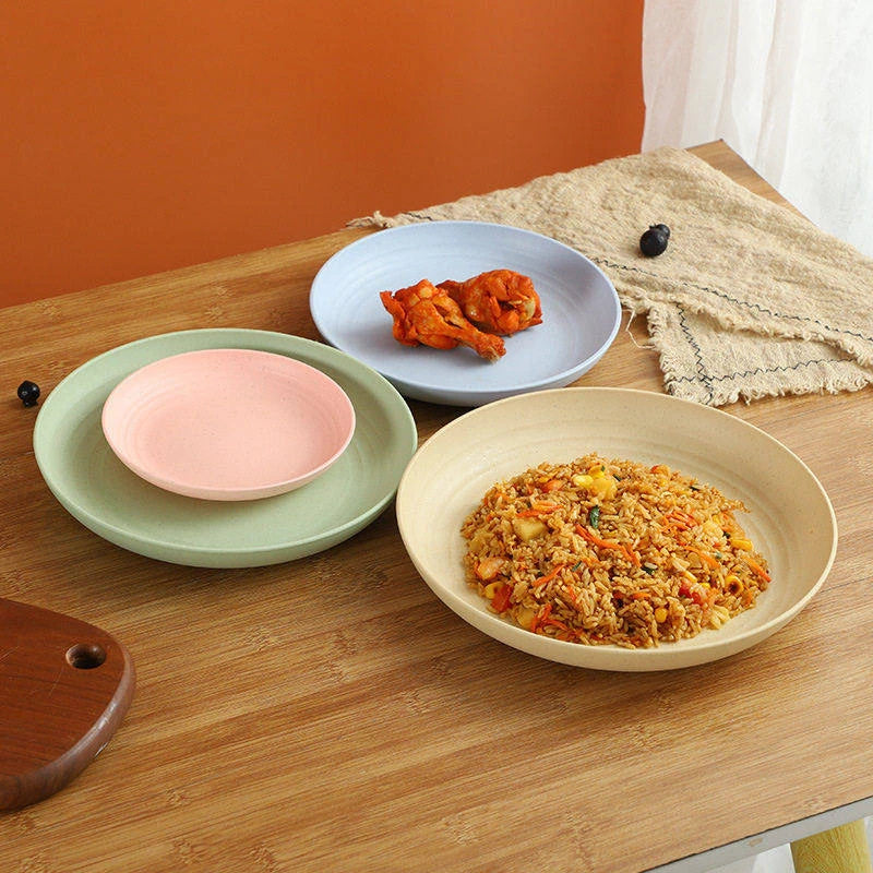Unbreakable Wheat Straw Dinner Plate Set - Reusable Microwave & Dishwasher Safe