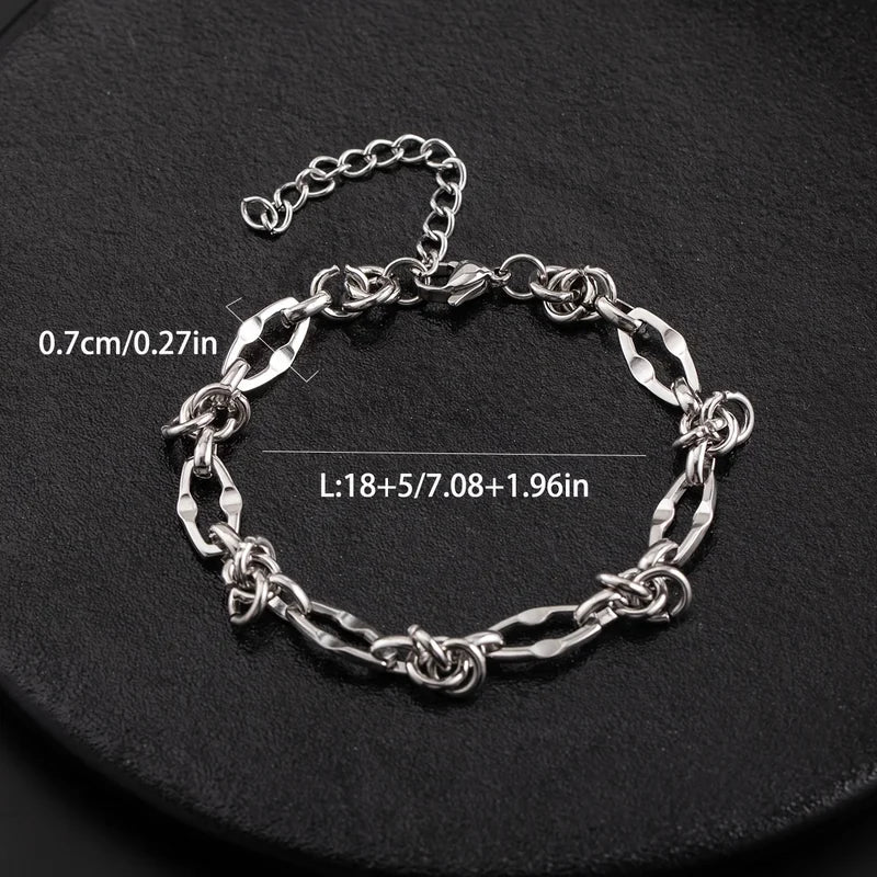 Titanium Steel Bracelet for Men Women Irregular Chain Link Jewelry Adjustable Trendy