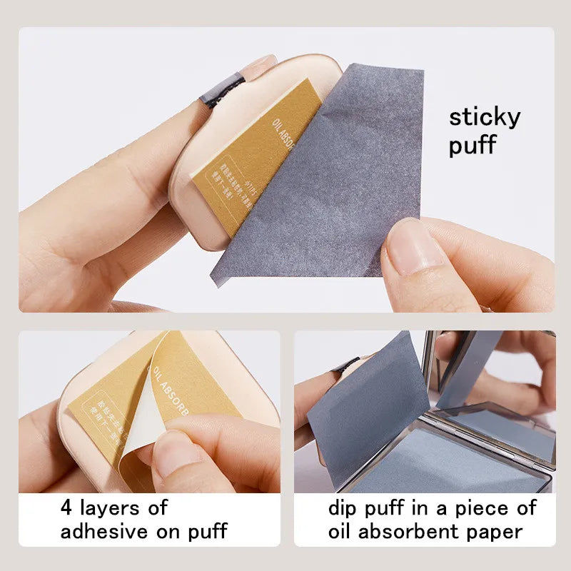 Oil Absorbing Facial Blotting Paper with Mirror - Portable Sebum Control Sheets