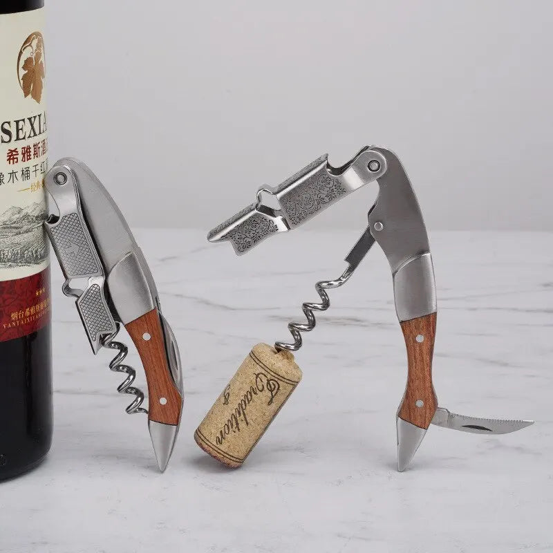 Stainless Steel Wine Corkscrew & Bottle Opener Set - Portable Multifunctional Bar Tool