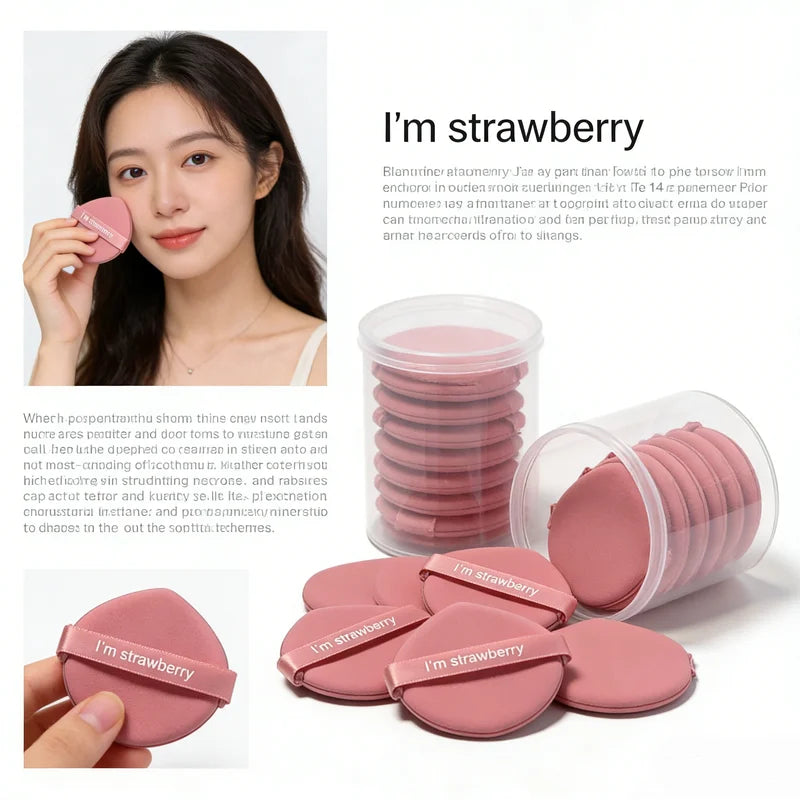 Pink Drop-Shaped Makeup Powder Puffs Set of 7 for Face & Foundation