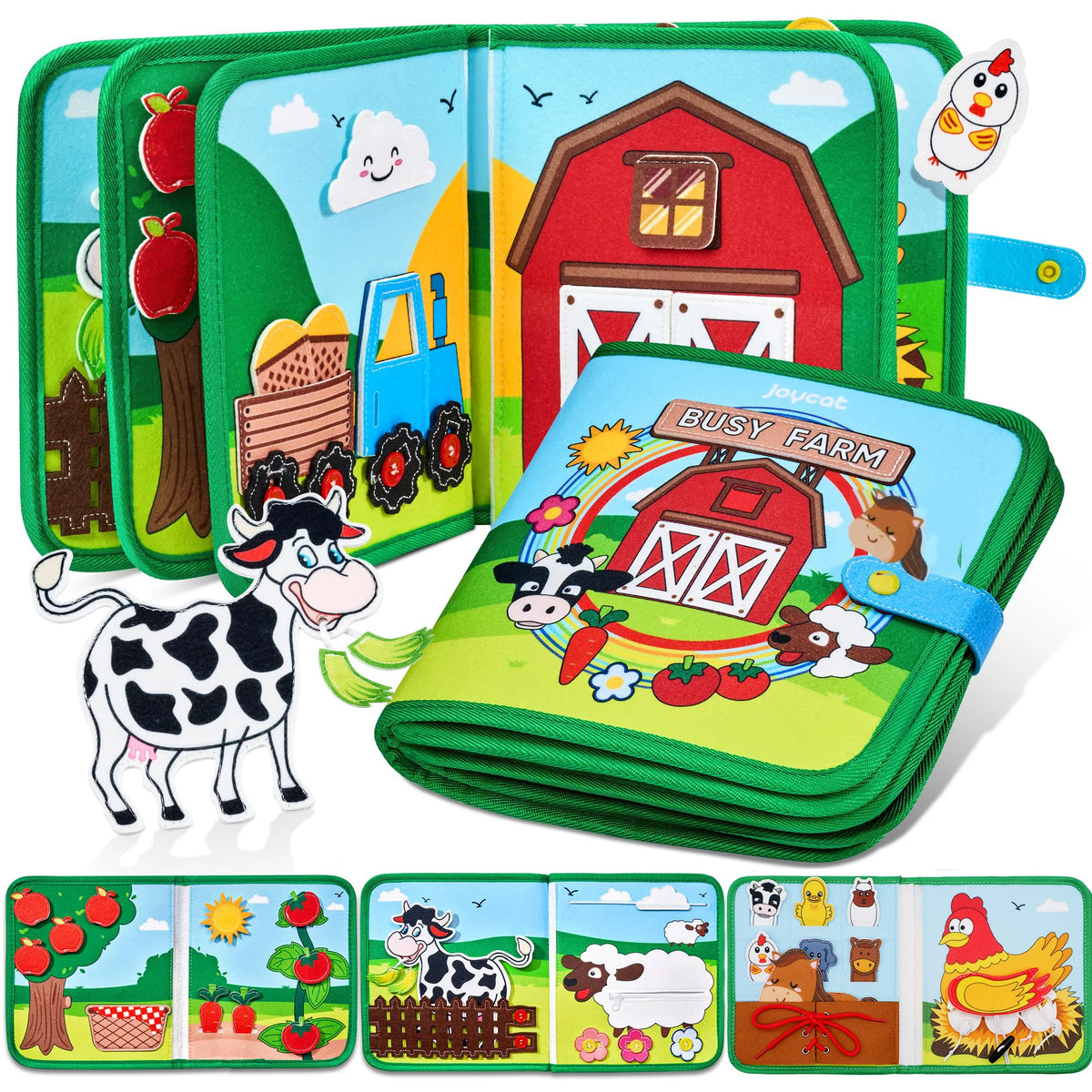Farm Animal Montessori Busy Board for Toddlers Sensory & Learning Toy