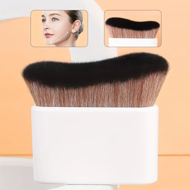 Wave Contour Makeup Brush - Foundation Application, Nylon Bristles, ABS Handle