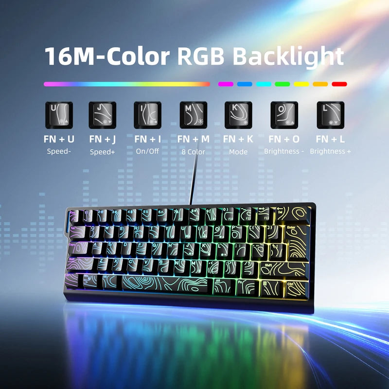 60% Wired Gaming Keyboard with RGB Backlighting & Gradient Keycaps for Windows, Laptops, and Tablets