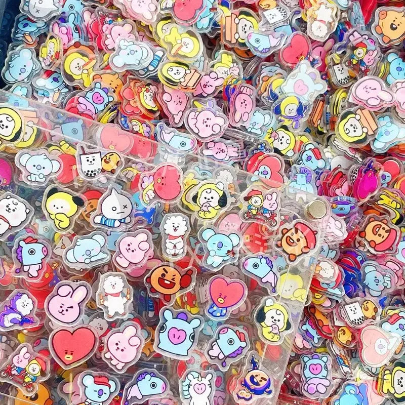40PCS Kawaii BT21 Acrylic Sheets DIY Phone Case Decoration Material CHIMMY COOKY KOYA TATA