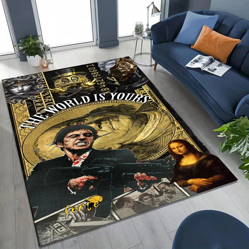 Classic Scarface Tony Montana Movie Art Carpet Rug for Living Room Bedroom Non-slip Floor Mat